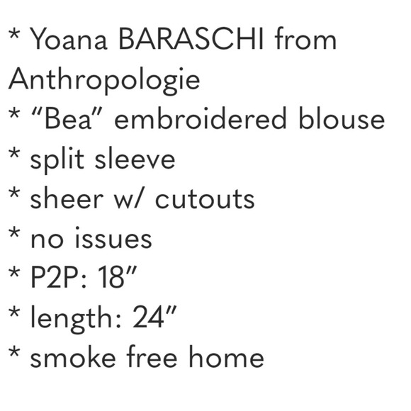 Anthropologie Baraschi Sheer Embroidered Blouse Size Small - Picture 7 of 7